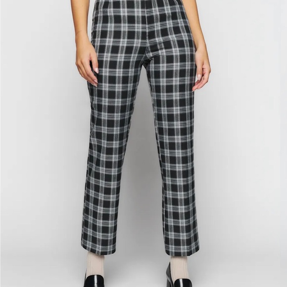 🦓 Reformation Franklin Pant in Black and White Tartan - Size 6 - Picture 2 of 4